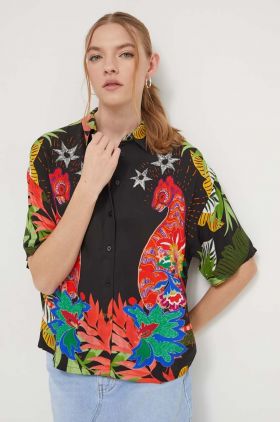 Desigual camasa femei, cu guler clasic, relaxed