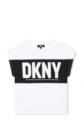 Dkny tricou de bumbac pentru copii culoarea alb