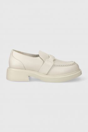 Karl Lagerfeld mocasini de piele MACIE KL femei, culoarea alb, cu platforma, KL41210