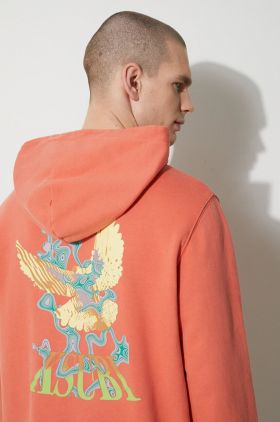 KSUBI hanorac de bumbac flight kash hoodie bărbați, culoarea portocaliu, cu glugă, cu imprimeu, MPS24FL009