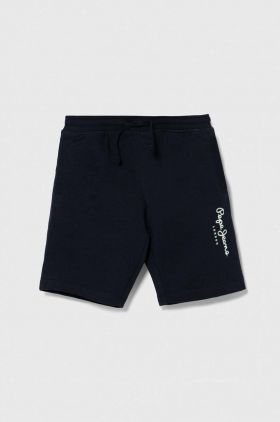 Pepe Jeans pantaloni scurți din bumbac pentru copii NEW EDDIE SHORT culoarea albastru marin, talie reglabila