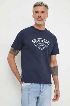 Pepe Jeans tricou din bumbac Cherry barbati, culoarea albastru marin, cu imprimeu