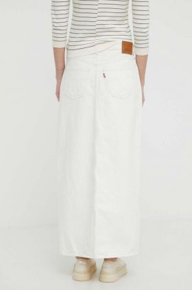 Levi's fusta jeans culoarea alb, maxi, drept