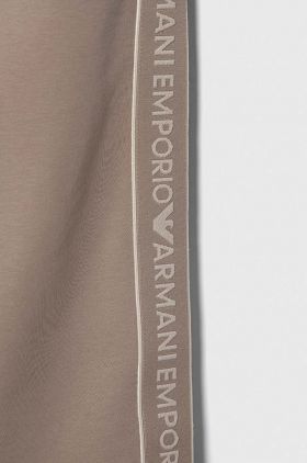 Emporio Armani pantaloni de trening pentru copii culoarea maro, cu imprimeu