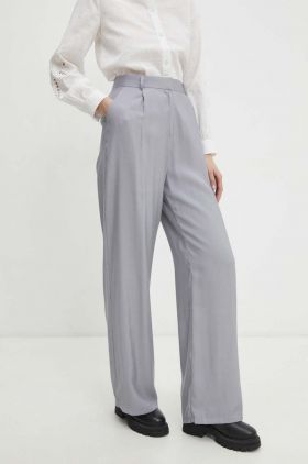 Answear Lab pantaloni femei, culoarea gri, lat, high waist