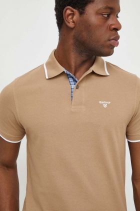 Barbour polo de bumbac culoarea bej, neted