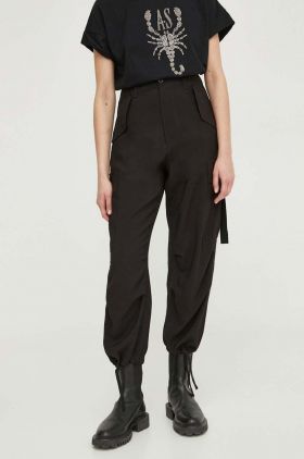 G-Star Raw pantaloni femei, culoarea negru, fason cargo, high waist