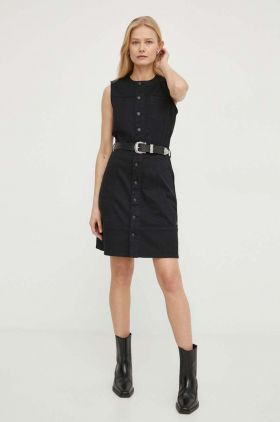 G-Star Raw rochie jeans culoarea negru, mini, evazati