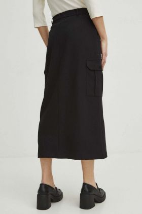 Medicine fusta culoarea negru, midi, drept