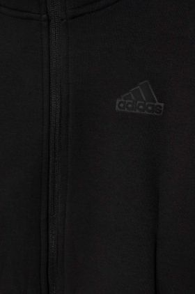 adidas bluza copii culoarea negru, cu glugă, neted