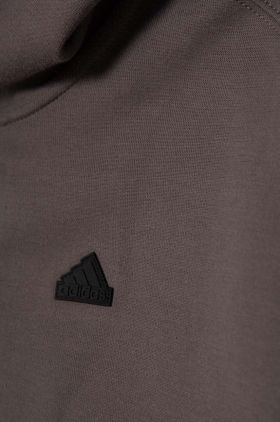 adidas bluza copii culoarea gri, cu glugă, cu imprimeu