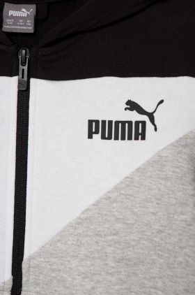 Puma bluza copii PUMA POWER Colorblock Full-Zip TR culoarea negru, cu glugă, modelator