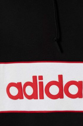 adidas Originals bluză bărbați, culoarea negru, cu glugă, cu imprimeu IS5733