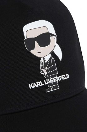 Karl Lagerfeld șapcă din bumbac pentru copii culoarea negru, cu imprimeu