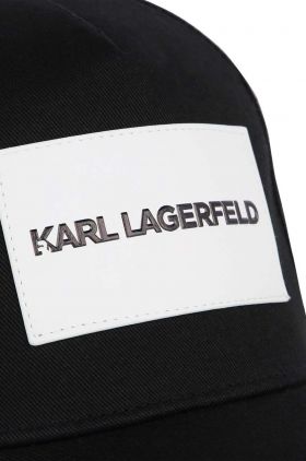 Karl Lagerfeld șapcă din bumbac pentru copii culoarea negru, cu imprimeu