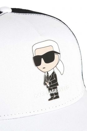 Karl Lagerfeld șapcă din bumbac pentru copii culoarea alb, cu imprimeu