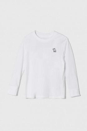 Abercrombie & Fitch longsleeve copii culoarea alb, cu imprimeu