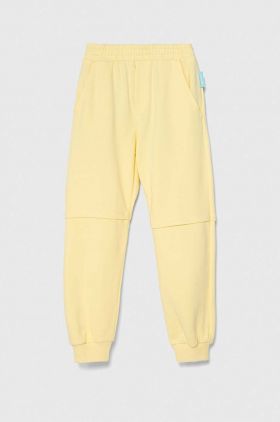 Emporio Armani pantaloni de trening din bumbac pentru copii x The Smurfs culoarea galben, neted