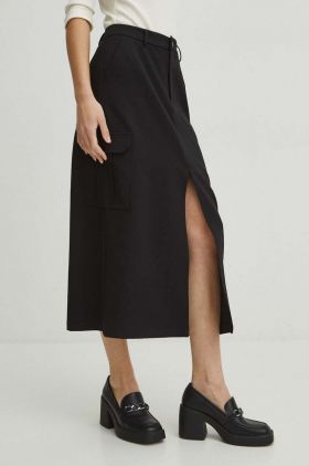 Medicine fusta culoarea negru, midi, drept