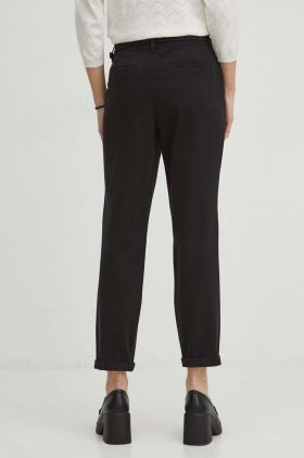 Medicine pantaloni femei, culoarea negru, fason chinos, medium waist