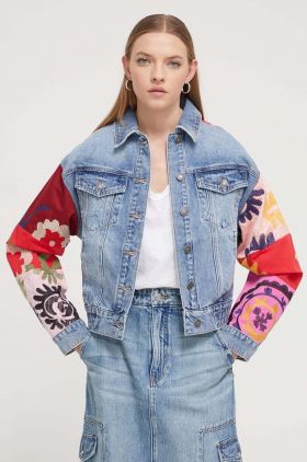 Desigual geaca jeans femei, de tranzitie, oversize