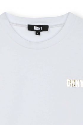 Dkny rochie din bumbac pentru copii culoarea alb, mini, evazati