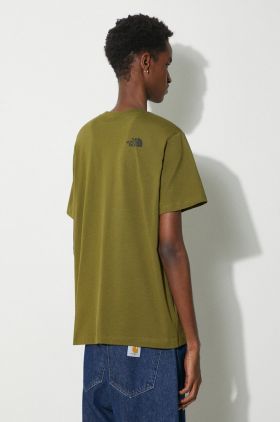 The North Face tricou M S/S Simple Dome Tee barbati, culoarea verde, cu imprimeu, NF0A87NGPIB1