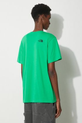 The North Face tricou M S/S Simple Dome Tee barbati, culoarea verde, cu imprimeu, NF0A87NGPO81