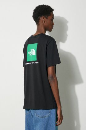 The North Face tricou din bumbac M S/S Redbox Tee barbati, culoarea negru, cu imprimeu, NF0A87NPYQI1