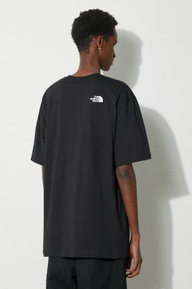 The North Face tricou din bumbac M S/S Essential Oversize Tee barbati, culoarea negru, cu imprimeu, NF0A87NRJK31