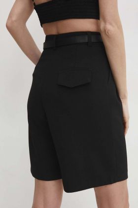 Answear Lab pantaloni scurti femei, culoarea negru, neted, high waist