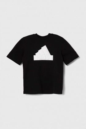 adidas tricou de bumbac pentru copii culoarea negru, cu imprimeu