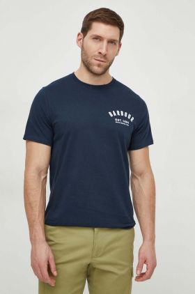 Barbour tricou din bumbac barbati, culoarea albastru marin, cu imprimeu