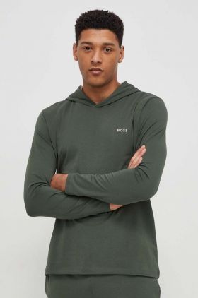 BOSS longsleeve lounge culoarea verde, uni 50515306