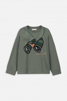 Coccodrillo longsleeve din bumbac pentru copii culoarea verde, cu imprimeu