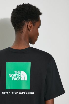 The North Face tricou din bumbac M S/S Redbox Tee barbati, culoarea negru, cu imprimeu, NF0A87NPYQI1