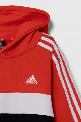 adidas bluza copii culoarea rosu, cu glugă, cu imprimeu