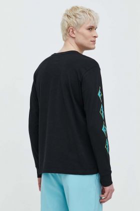 Billabong longsleeve din bumbac culoarea negru, cu imprimeu