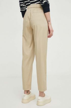 Marc O'Polo pantaloni femei, culoarea bej, drept, high waist