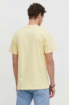 Quiksilver tricou din bumbac barbati, culoarea galben, cu imprimeu