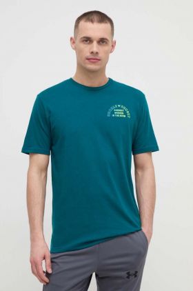 Under Armour tricou Project Rock barbati, culoarea verde, cu imprimeu