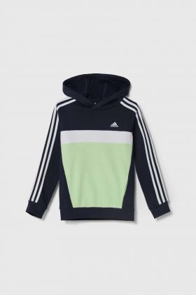 adidas bluza copii culoarea verde, cu glugă, cu imprimeu