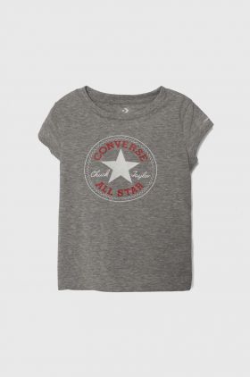 Converse tricou de bumbac pentru copii culoarea gri