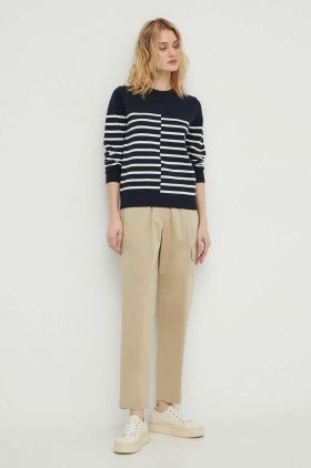 Marc O'Polo pantaloni femei, culoarea bej, drept, high waist