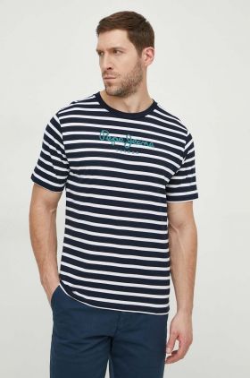 Pepe Jeans tricou din bumbac barbati, culoarea albastru marin, modelator