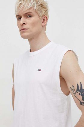 Tommy Jeans tricou din bumbac bărbați, culoarea alb DM0DM18671