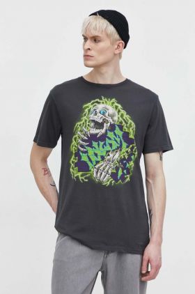 Volcom tricou din bumbac barbati, culoarea gri, cu imprimeu