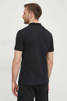 BALR. tricou polo barbati, culoarea negru, cu imprimeu