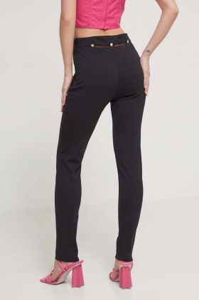 Chiara Ferragni pantaloni femei, culoarea negru, mulata, high waist