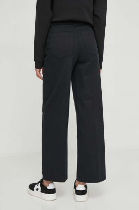 United Colors of Benetton pantaloni femei, culoarea negru, drept, high waist